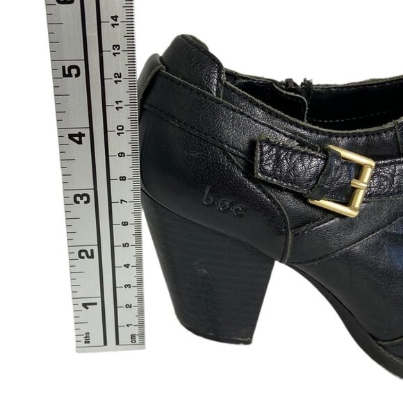Born BOC Black Ankle Boots Heeled Size 7 Style Z01503 Leather Strap Buckle‎ Y2K - Picture 9 of 12